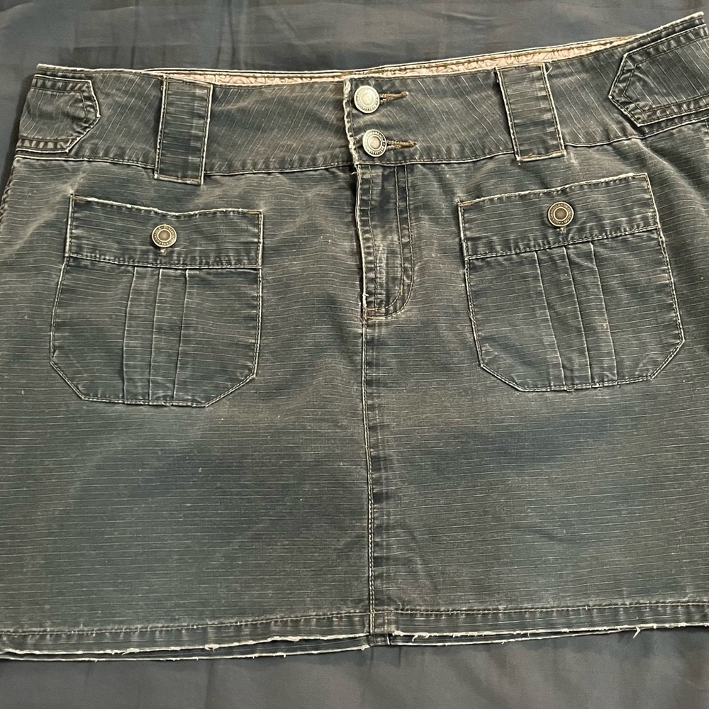 Casual Dark Gray Blue Denim Mini Skirt